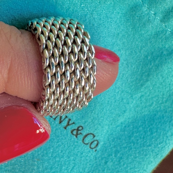 TIFFANY & CO SOMMERSET SILVER CHAIN RING. SIZE 6 RING BOUGHT IN CHICAGO 2001 - Picture 2 of 7